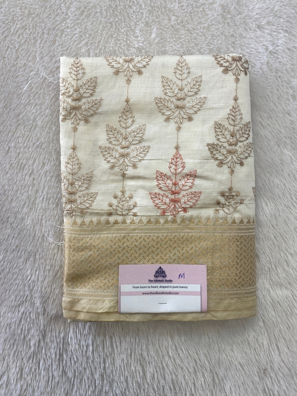 Meenakshi – The Tussar Saree With Leaves Embroidery SWS229