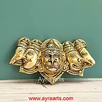 Brass Hanuman Panchamukha Wall Hanging - 6.8 Inch Lenght