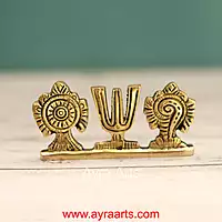 Brass Shank Chakra Namah Table Top Car Dashboard Decor - 2 Inch Height