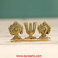 Brass Shank Chakra Namah Table Top Car Dashboard Decor - 2 Inch Height
