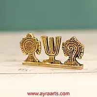 Brass Shank Chakra Namah Table Top Car Dashboard Decor - 2 Inch Height