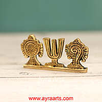 Brass Shank Chakra Namah Table Top Car Dashboard Decor - 2 Inch Height