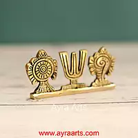 Brass Shank Chakra Namah Table Top Car Dashboard Decor - 2 Inch Height