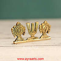 Brass Shank Chakra Namah Table Top Car Dashboard Decor - 2 Inch Height