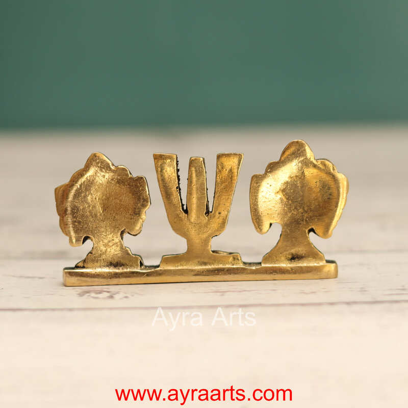 Brass Shank Chakra Namah Table Top Car Dashboard Decor - 2 Inch Height