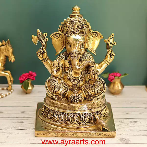 Asta Vinayaka Ganesh Idol In Brass - 13 Inch Height