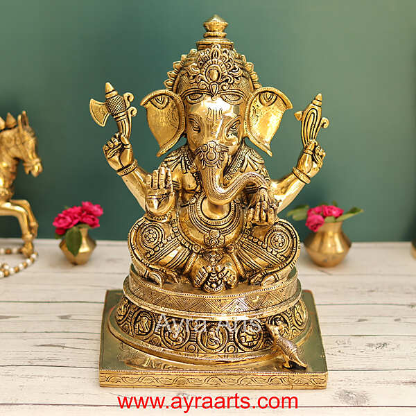 Asta Vinayaka Ganesh Idol In Brass - 13 Inch Height