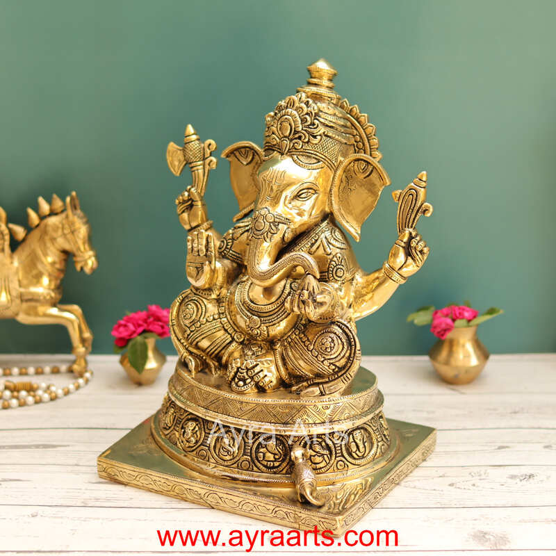 Asta Vinayaka Ganesh Idol In Brass - 13 Inch Height