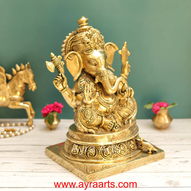 Asta Vinayaka Ganesh Idol In Brass - 13 Inch Height