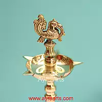 Traditional Brass Mayura Sammai Panchmukhi Peacock Deepak 5 Wick Oil Lamp