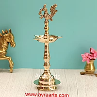 Traditional Brass Kerala Fancy Panchmukhi Peacock More Murga Deepak 5 Wicks Oil Lamp