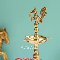 Traditional Brass Kerala Fancy Panchmukhi Peacock More Murga Deepak 5 Wicks Oil Lamp