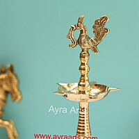 Traditional Brass Kerala Fancy Panchmukhi Peacock More Murga Deepak 5 Wicks Oil Lamp