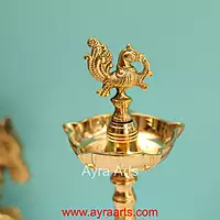 Traditional Brass Surya Deep Panchmukhi Peacock Deepak 5 Wick Oil Lamp