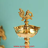 Traditional Brass Surya Deep Panchmukhi Peacock Deepak 5 Wick Oil Lamp