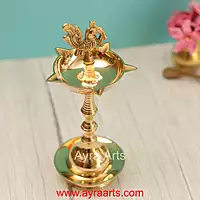 Traditional Brass Kerala Fancy Panchmukhi Peacock More Murga Deepak 5 Wicks Oil Lamp