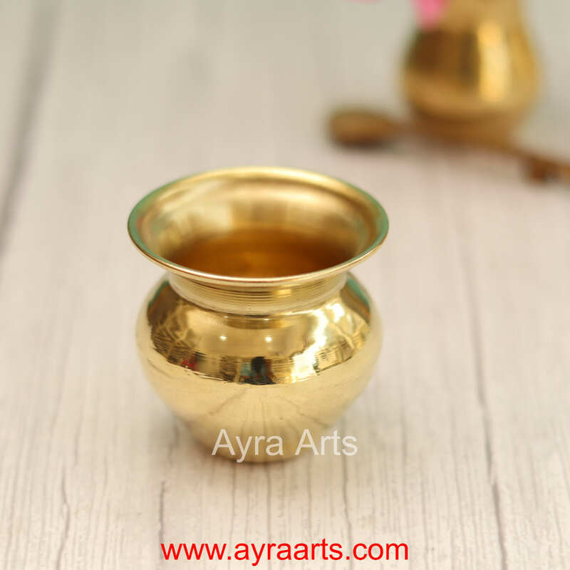 Pure Brass Small Mini Pooja Kalash Lota Jal Patra - 2.2 inch Height