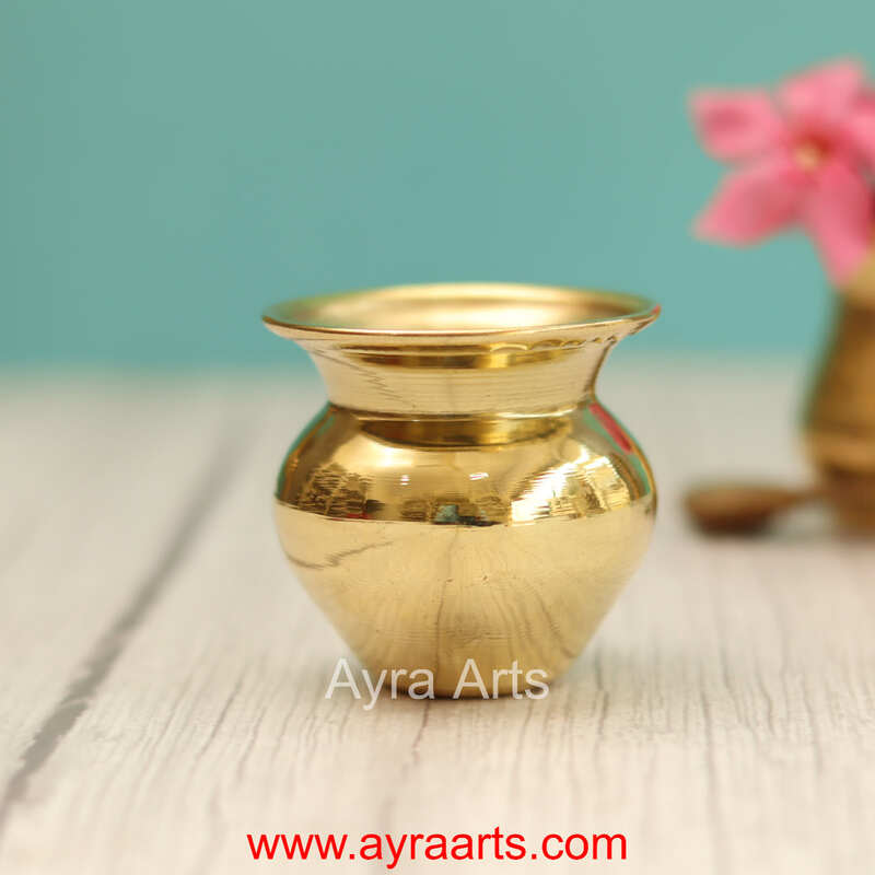 Pure Brass Small Mini Pooja Kalash Lota Jal Patra - 2.2 inch Height