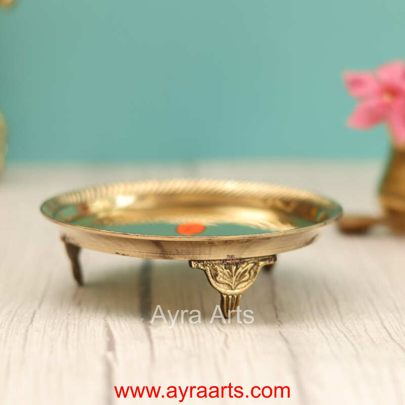 Brass Pin Tray Plain Decorative Mukkali Pooja Thali for Home & Mandir Decor
