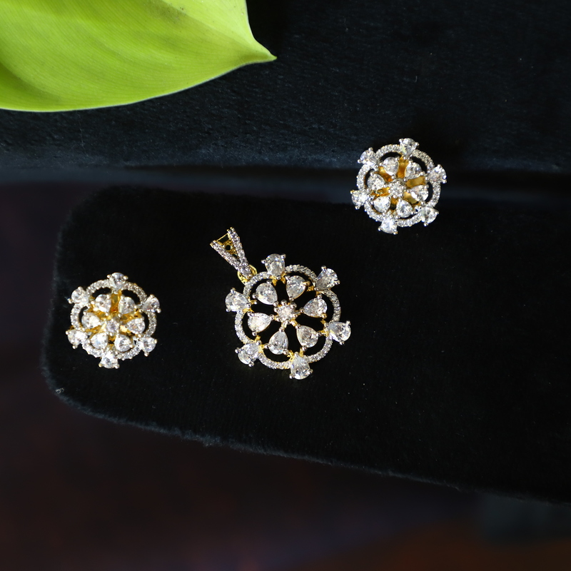 Rose Gold Finish Floral Pendant