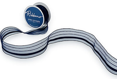 Turquoise Blue Sheer ribbon with Satin Stripe