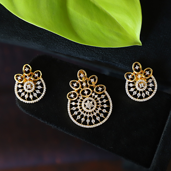 tanishq diamond pendant earring set