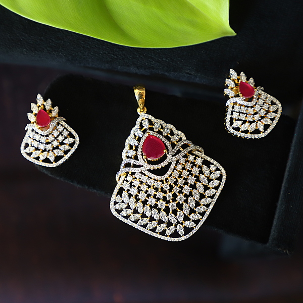 ad stone chandan haar pendant set
