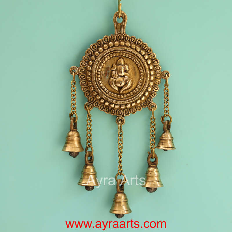Brass Ganesh Latkan Wall Hanging - 5.5 Inch Lenght