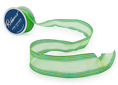 Turquoise Blue Sheer Ribbon with Striped Edges