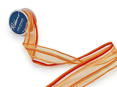 Turquoise Blue Sheer Ribbon with Striped Edges