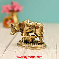 Brass  Cow And Calf Kamdhenu - 2.8 Inch Height