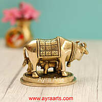 Brass  Cow And Calf Kamdhenu - 2.8 Inch Height
