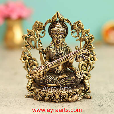 Premium Brass Saraswati Idol 4 Inch Height