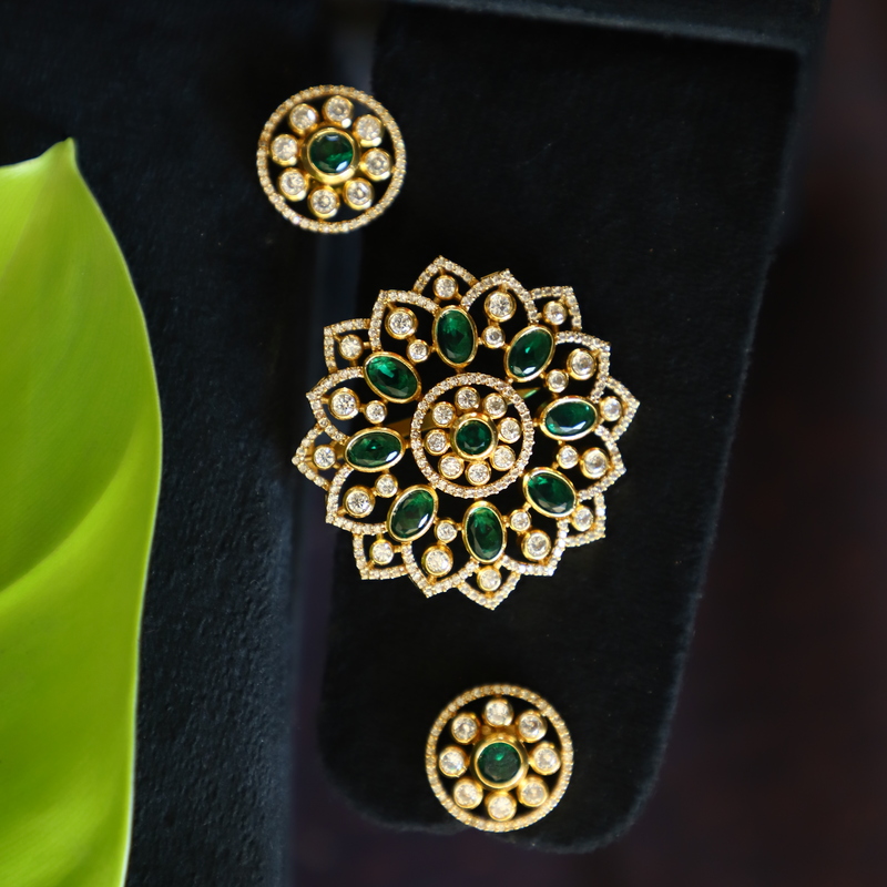 Gold finish floral design Pendant