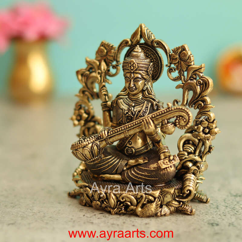 Premium Brass Saraswati Idol 4 Inch Height