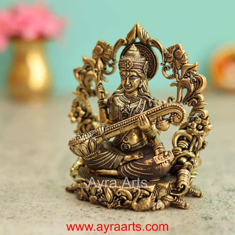 Premium Brass Saraswati Idol 4 Inch Height