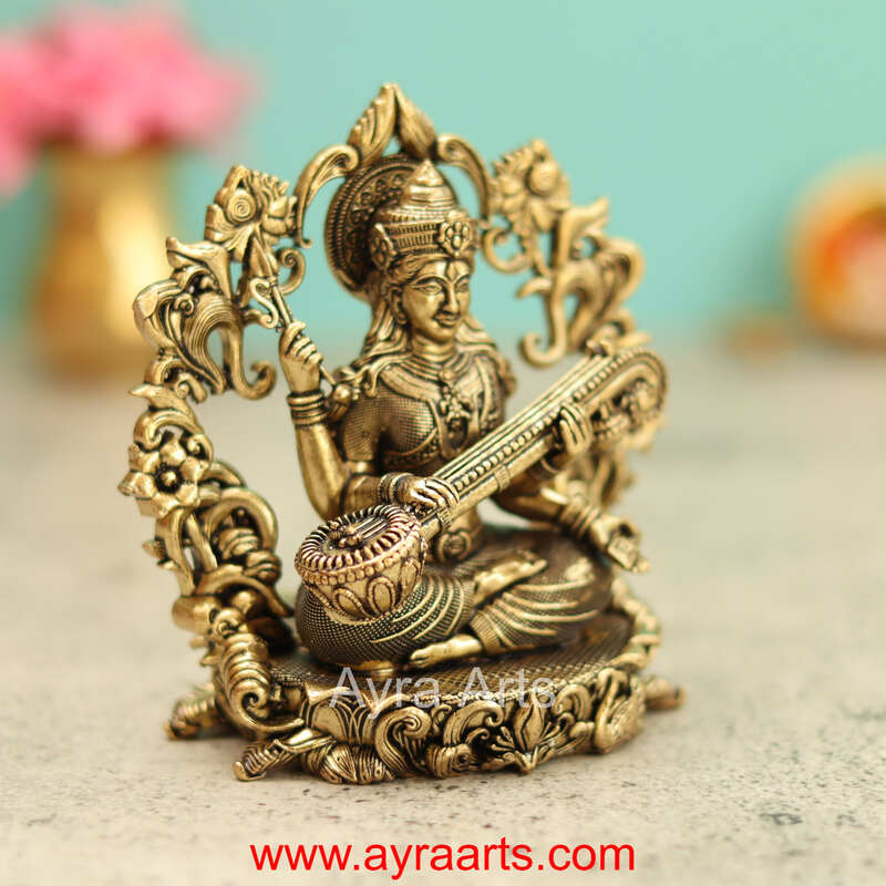 Premium Brass Saraswati Idol 4 Inch Height