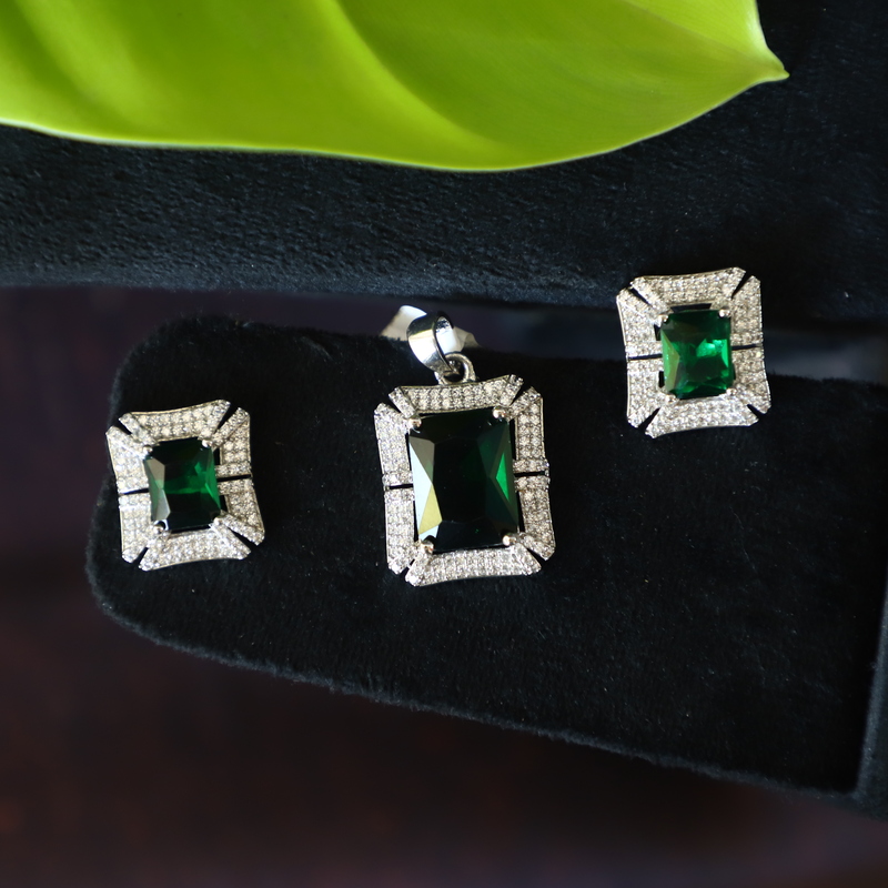 Emerald CZ Victorian Pendant