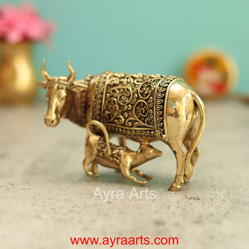Premium Brass Cow And Calf 3 Inch Height