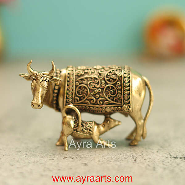 Premium Brass Cow And Calf 1.5 Inch Height