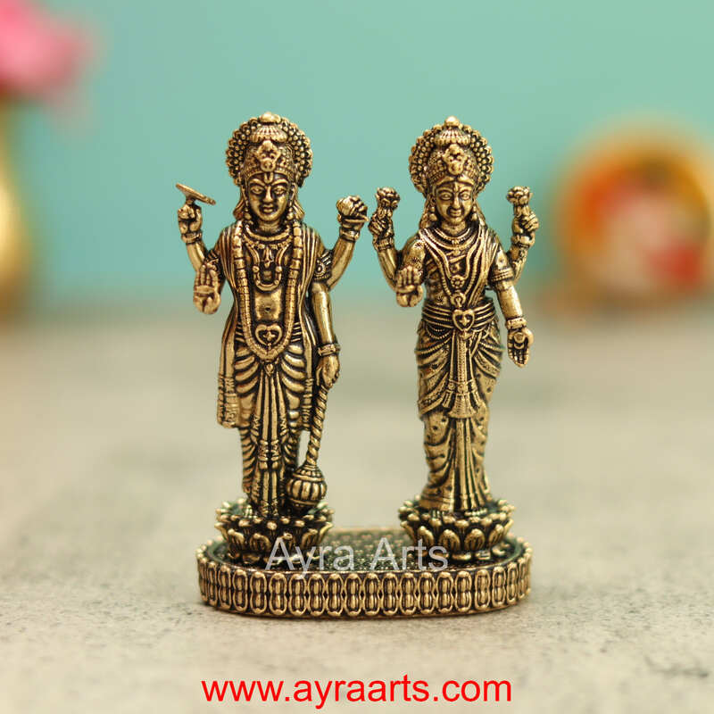 Premium Brass Vishnu Lakshmi Idol 3 Inch Height