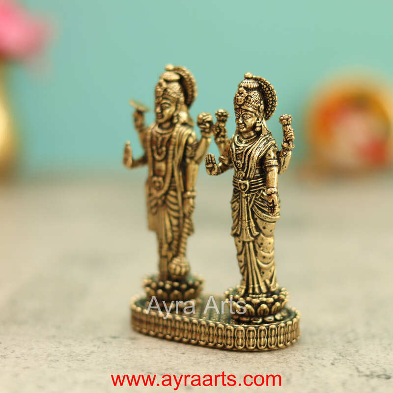 Premium Brass Vishnu Lakshmi Idol 3 Inch Height