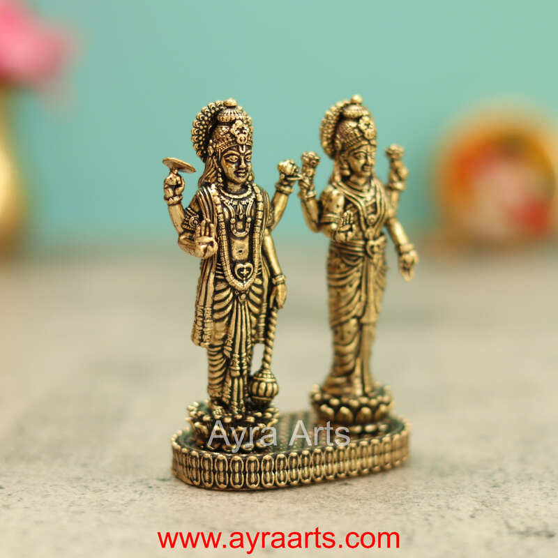 Premium Brass Vishnu Lakshmi Idol 3 Inch Height