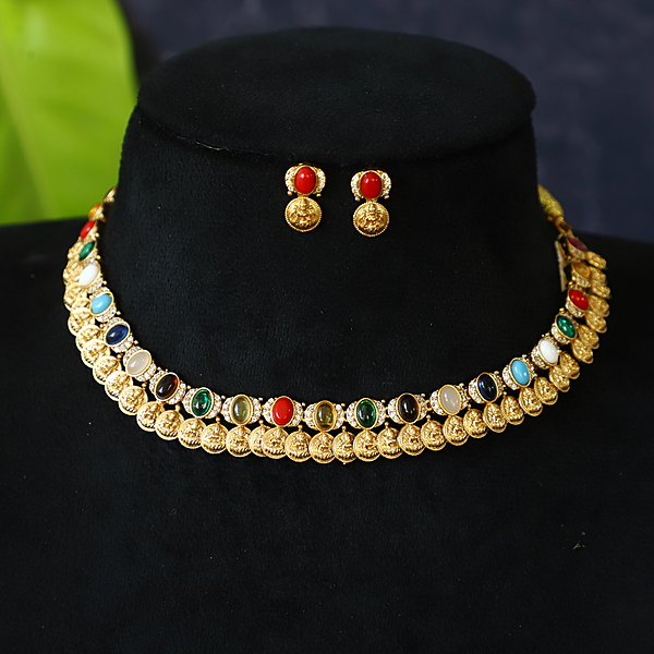 Temple Lakshmi  design with unique pavalam neck piece