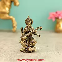 Premium Brass Saraswati Devi Idol 4 Inch Height