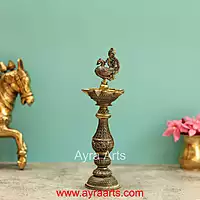 Premium Brass Peacock Lamp 8 Inch Height