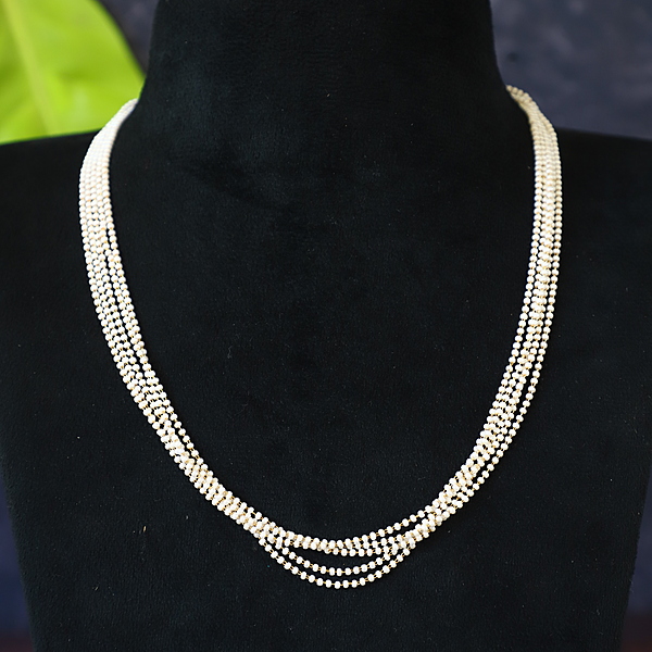 WHITE BEAD CHAIN ,BRACELET AND EARRING