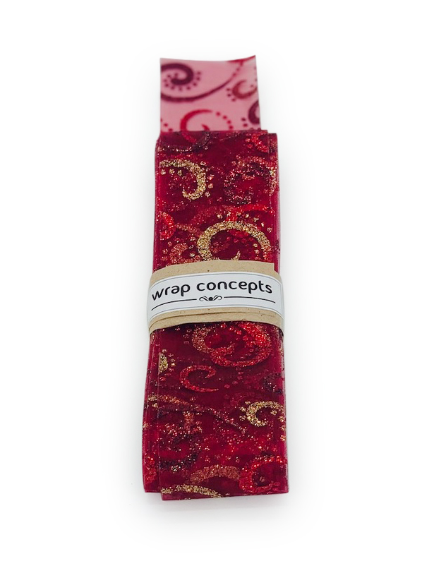 Deep Red Sheer with Glitter Swirleys