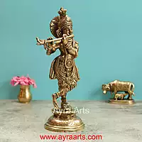 Brass Krishna Idol - 10.5 Inch Height