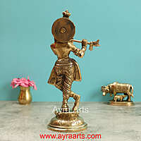 Brass Krishna Idol - 10.5 Inch Height
